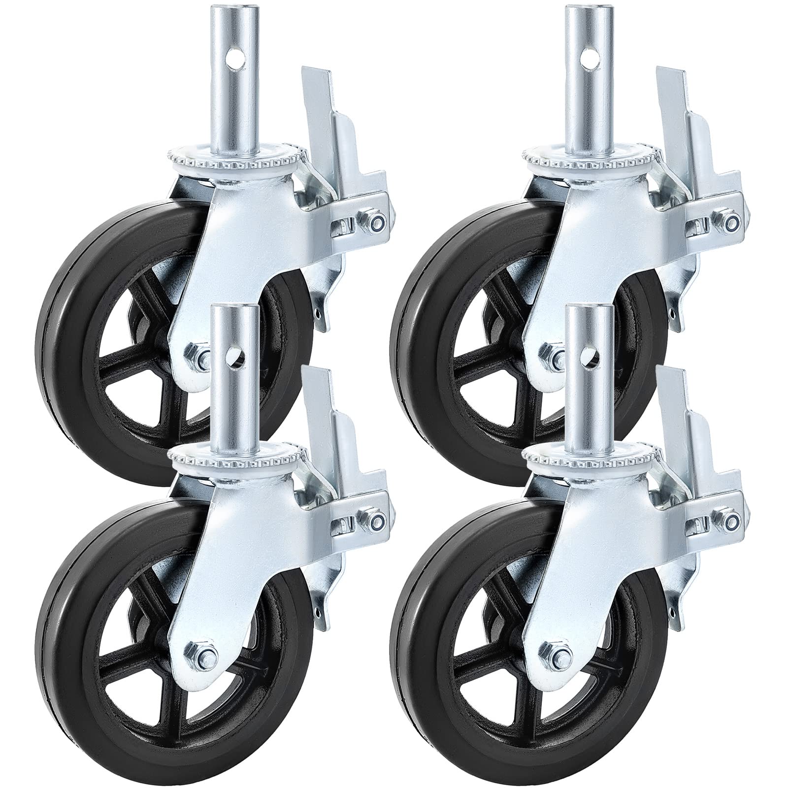 BestEquip 4 Pack Scaffolding Caster Wheels 8 x 2 Inch with Dual Locking Rubber Swivel Caster 360 Degrees Heavy Duty Casters 1100